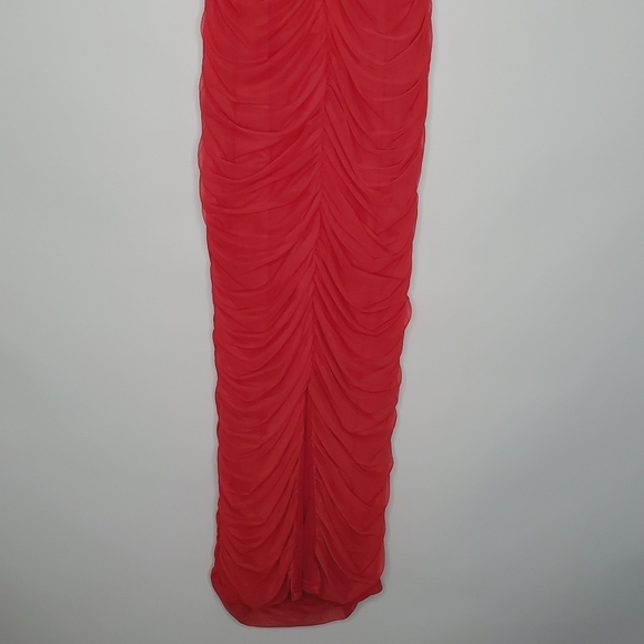 Babyboo Rochelle Maxi Dress L Red Mesh Bodycon Plunge Neckline NEW Vixen Party - Picture 8 of 15